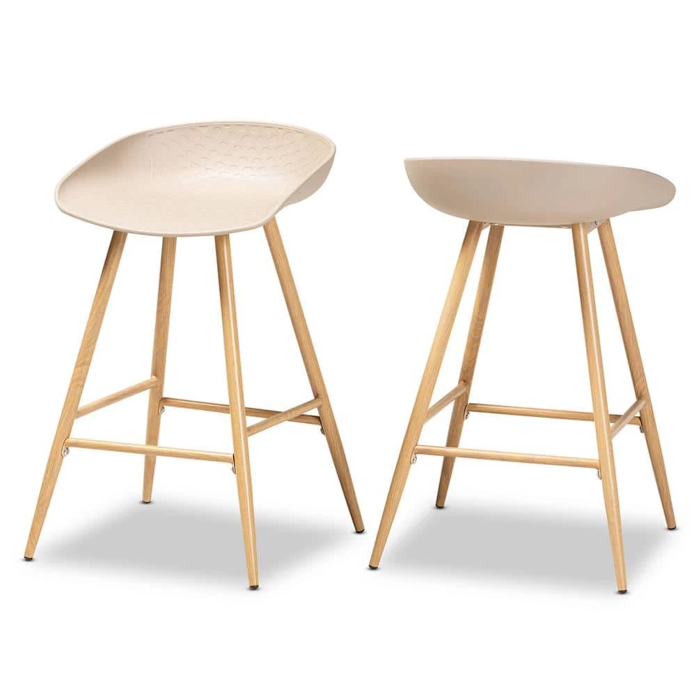 Mairi 24 in. Beige Counter Stools (Set of 2) by Baxton Studio