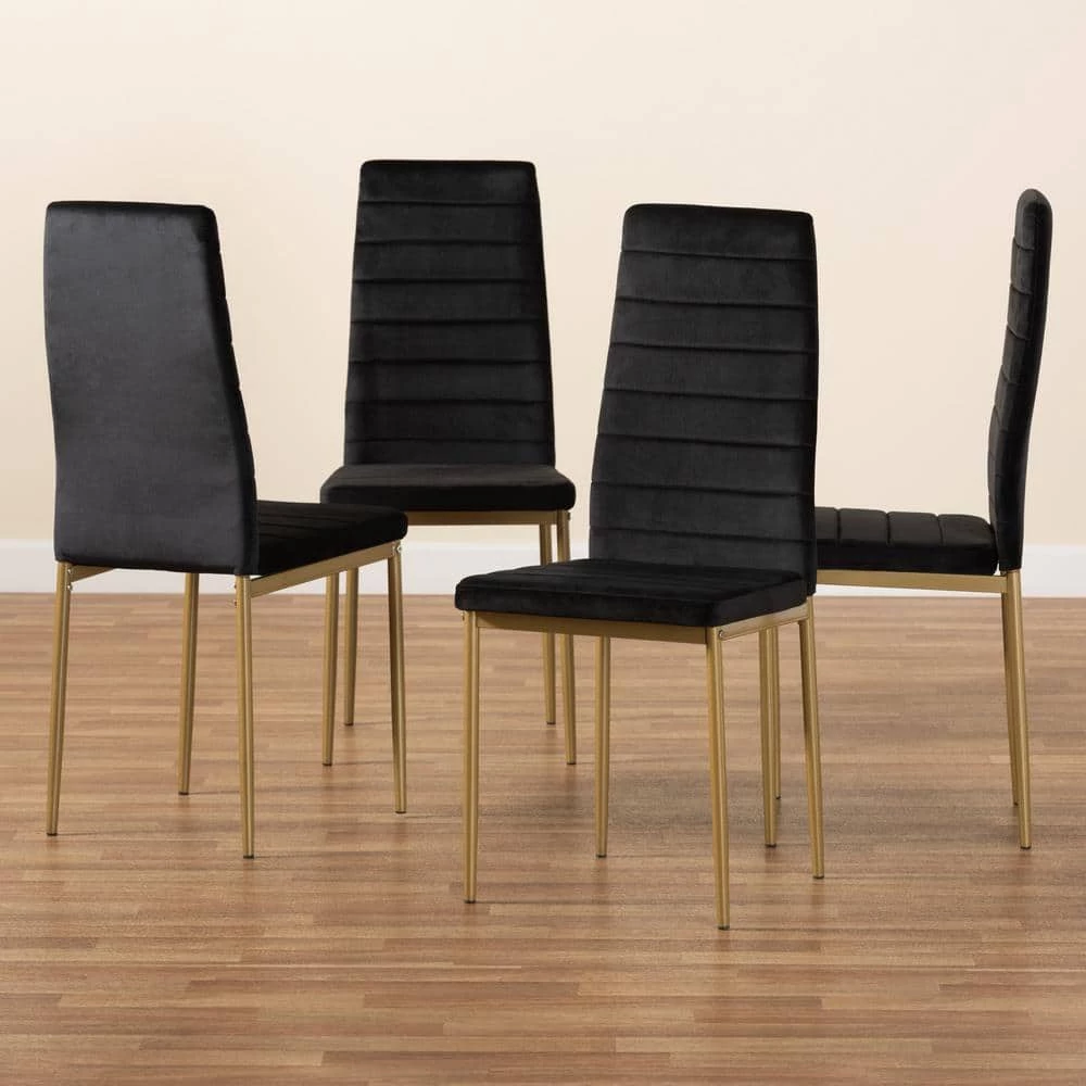 Armand Black and Gold Dining Chair (Set of 4) by Baxton Studio - Image 5
