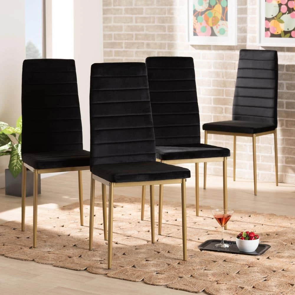 Armand Black and Gold Dining Chair (Set of 4) by Baxton Studio - Image 6