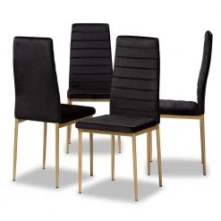 Armand Black and Gold Dining Chair (Set of 4) by Baxton Studio