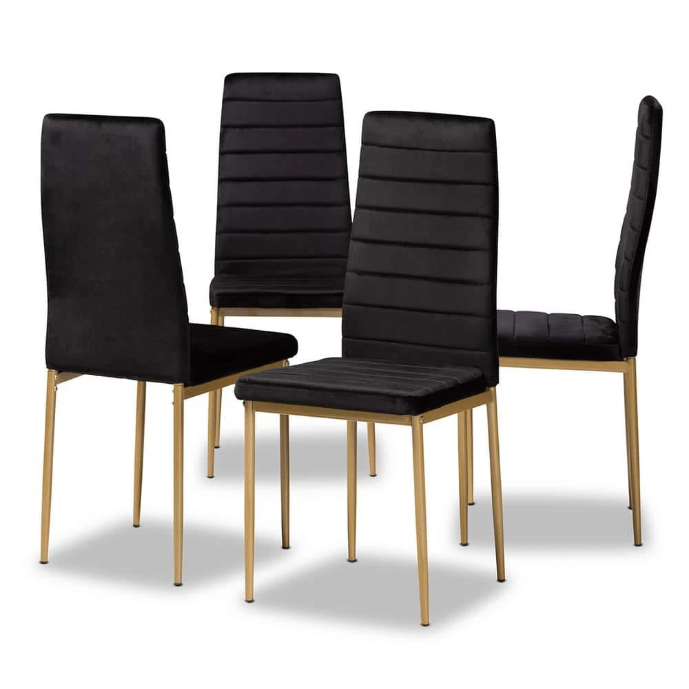 Armand Black and Gold Dining Chair (Set of 4) by Baxton Studio