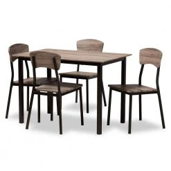 Marcus 5-Piece Black and Oak Dining Set by Baxton Studio