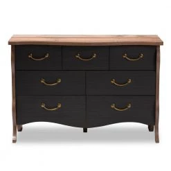 Romilly 7-Drawer Black and Oak Brown Dresser by Baxton Studio