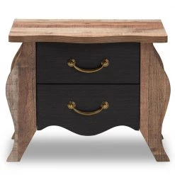 Romilly 2-Drawer Black and Oak Brown Nightstand by Baxton Studio