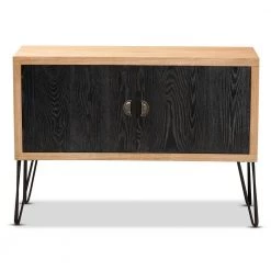Denali Black and Walnut Storage Cabinet by Baxton Studio