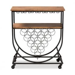 Dania Black and Walnut Wine Cart by Baxton Studio