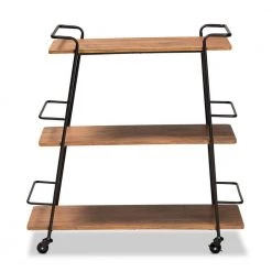 Bernard Black and Walnut Wine Cart by Baxton Studio