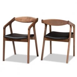 Harland Black and Walnut Brown Dining Chair (Set of 2) by Baxton Studio