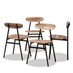 Sherwood Black and Walnut Brown Dining Chair (Set of 4) by Baxton Studio