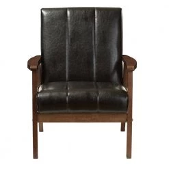 Nikko Scandinavian Black Faux Leather Upholstered Accent Chair by Baxton Studio