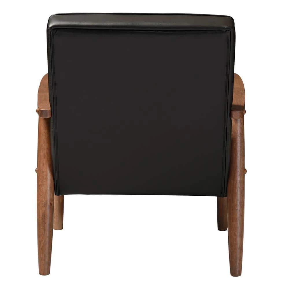 Sorrento Mid-Century Black Faux Leather Upholstered Accent Chair by Baxton Studio - Image 6