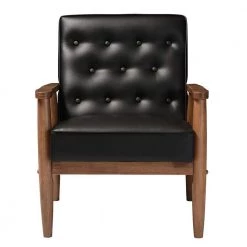 Sorrento Mid-Century Black Faux Leather Upholstered Accent Chair by Baxton Studio