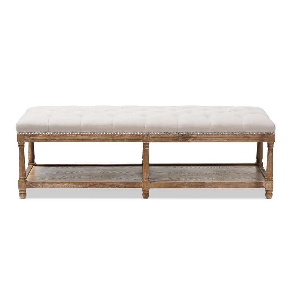 Celeste Beige Fabric Upholstered Bench by Baxton Studio - Image 3