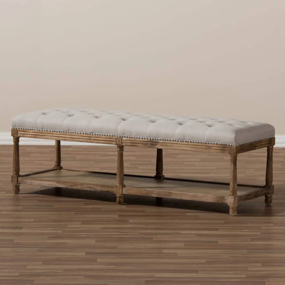 Celeste Beige Fabric Upholstered Bench by Baxton Studio - Image 7