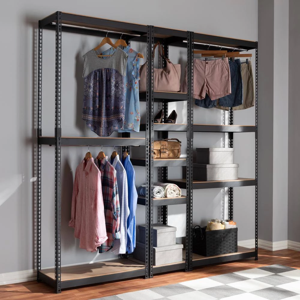 Gavin Black Storage Rack with 10-Metal Shelves by Baxton Studio - Image 7