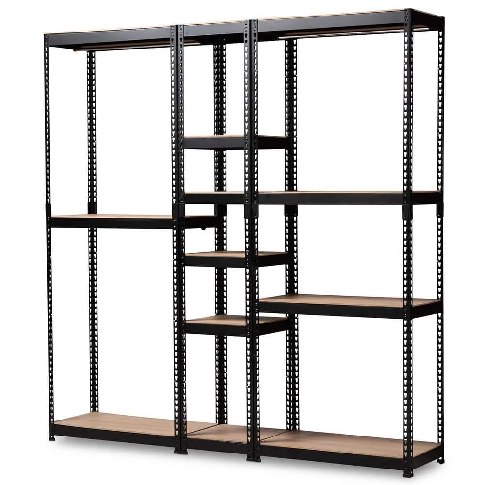 Gavin Black Storage Rack with 10-Metal Shelves by Baxton Studio - Image 3
