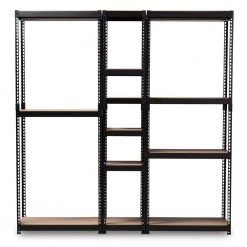 Gavin Black Storage Rack with 10-Metal Shelves by Baxton Studio