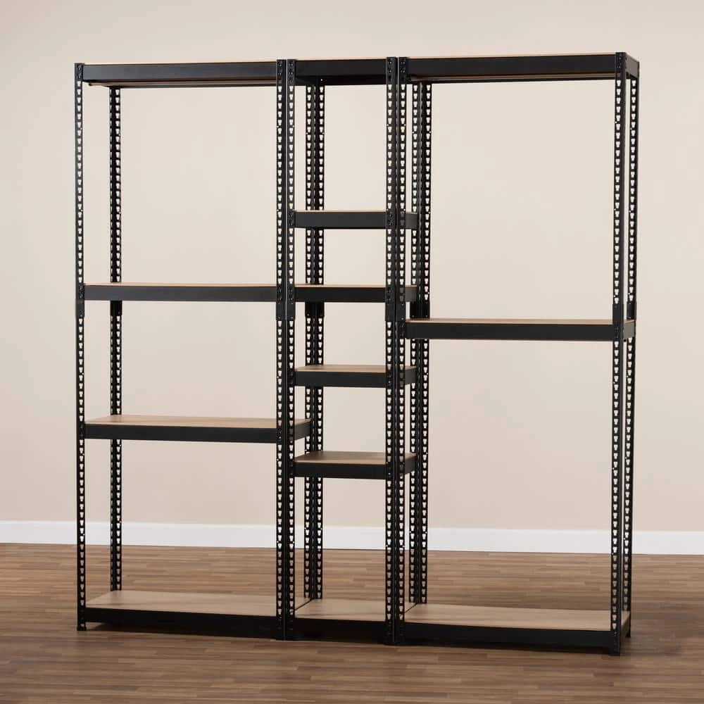 Gavin Black Storage Rack with 10-Metal Shelves by Baxton Studio - Image 6