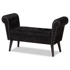 Hanayo Black Bench (23.62 in. H x 44.09 in. W x 15.75 in. D) by Baxton Studio
