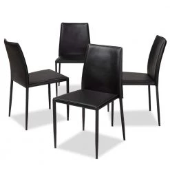 Pascha Black Faux Leather Upholstered Dining Chair (Set of 4) by Baxton Studio