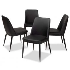 Darcell Black Faux Leather Upholstered Dining Chair (Set of 4) by Baxton Studio