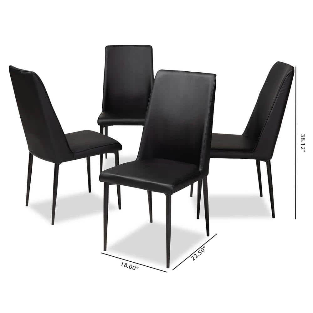 Chandelle Black Faux Leather Upholstered Dining Chair (Set of 4) by Baxton Studio - Image 6