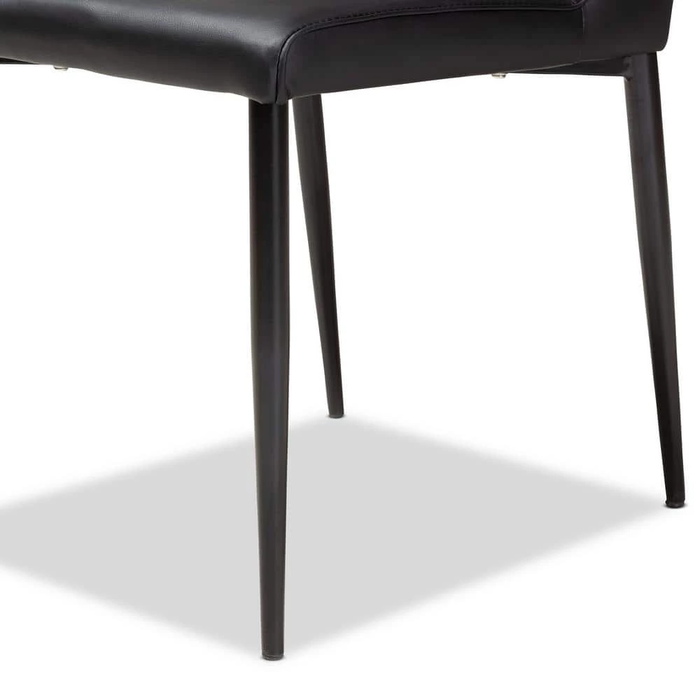 Chandelle Black Faux Leather Upholstered Dining Chair (Set of 4) by Baxton Studio - Image 4