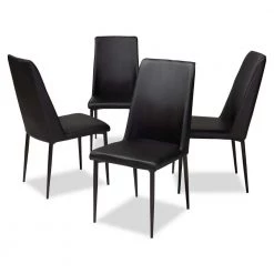Chandelle Black Faux Leather Upholstered Dining Chair (Set of 4) by Baxton Studio