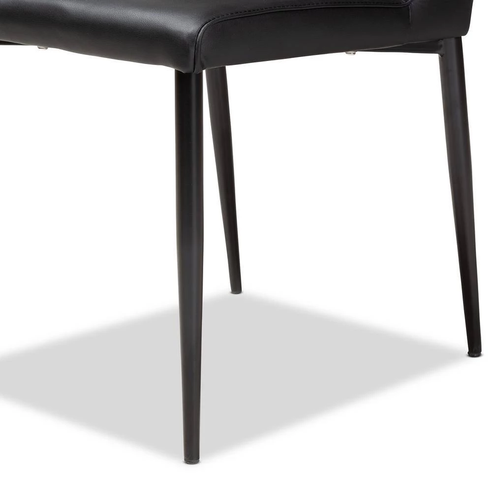 Chandelle Black Faux Leather Upholstered Dining Chair (Set of 4) by Baxton Studio - Image 2