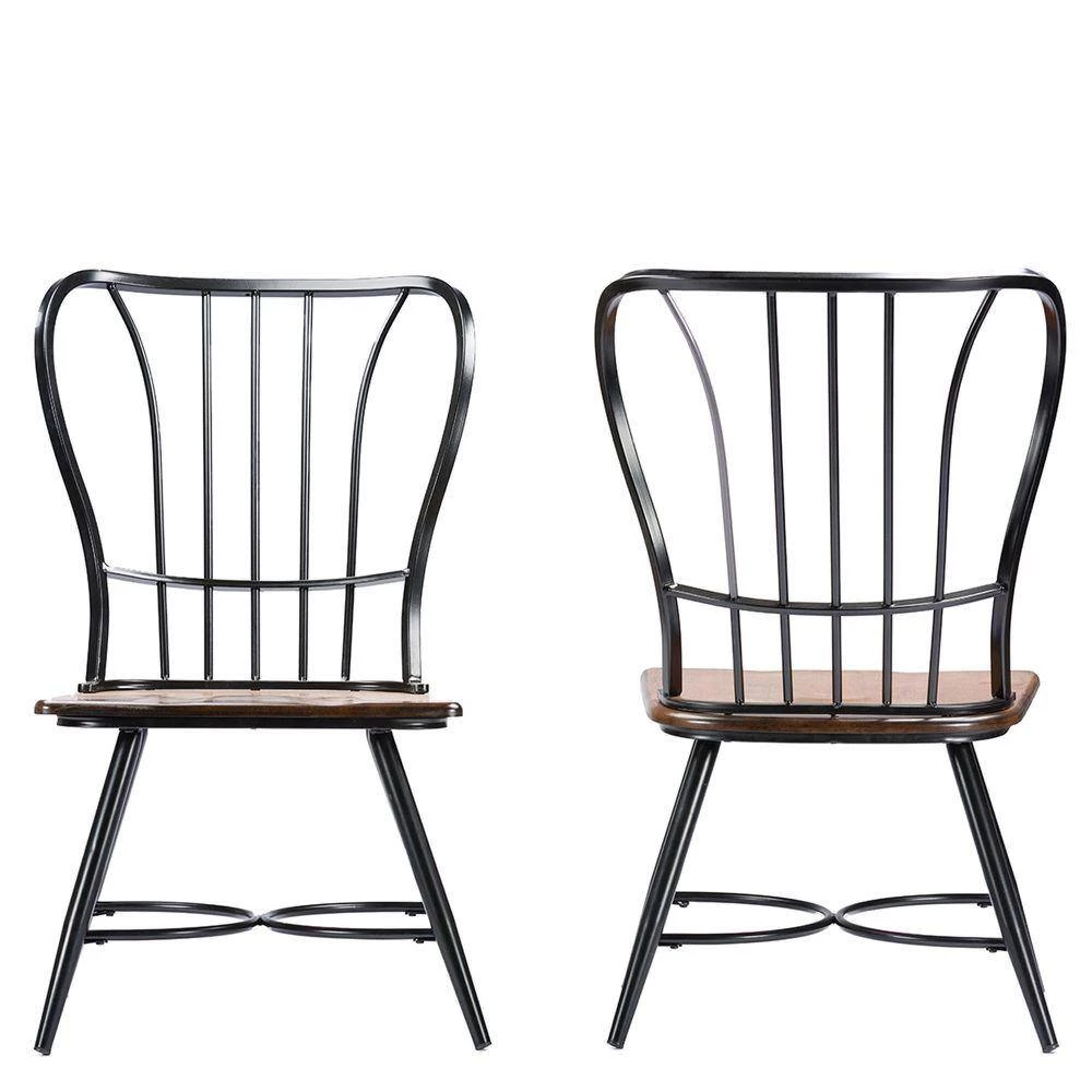 Elfrida Black Metal Dining Chairs (Set of 2) by Baxton Studio - Image 4