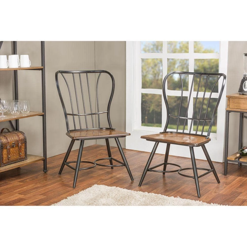 Elfrida Black Metal Dining Chairs (Set of 2) by Baxton Studio
