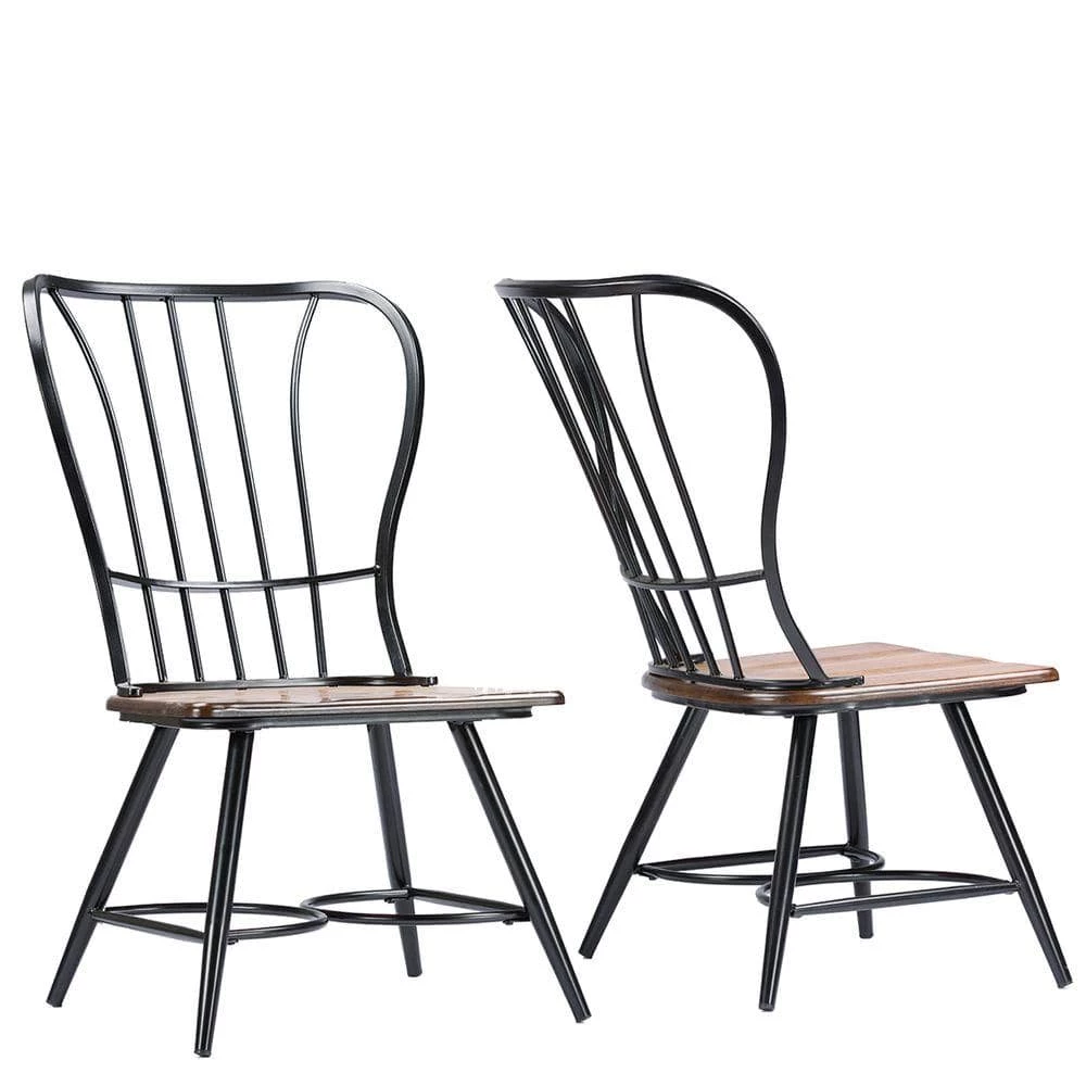Elfrida Black Metal Dining Chairs (Set of 2) by Baxton Studio - Image 3
