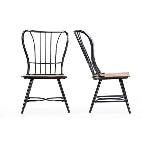 Elfrida Black Metal Dining Chairs (Set of 2) by Baxton Studio - Image 2