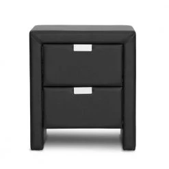 Frey Contemporary Black Faux Leather Upholstered Nightstand by Baxton Studio