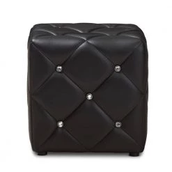 Stacey Black Tufted Ottoman by Baxton Studio