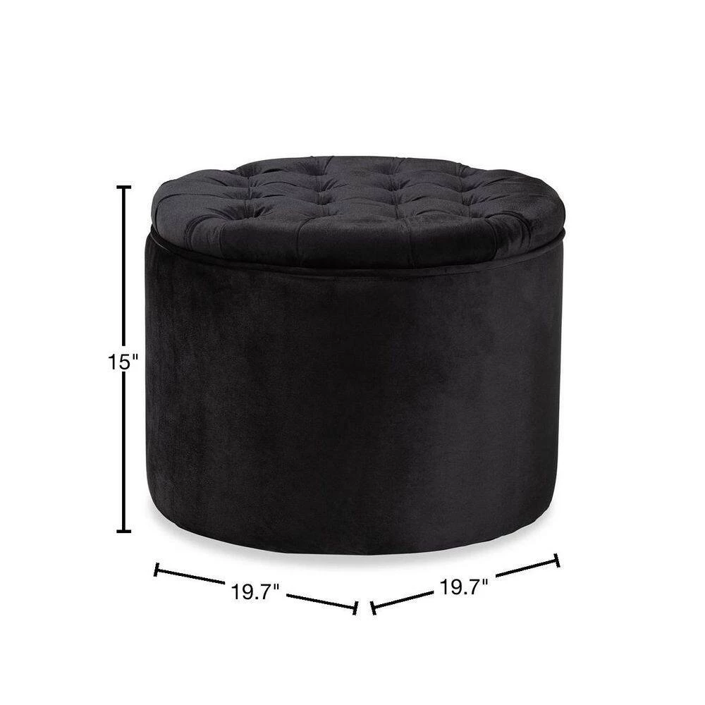 Livana Black Storage Ottoman by Baxton Studio - Image 3