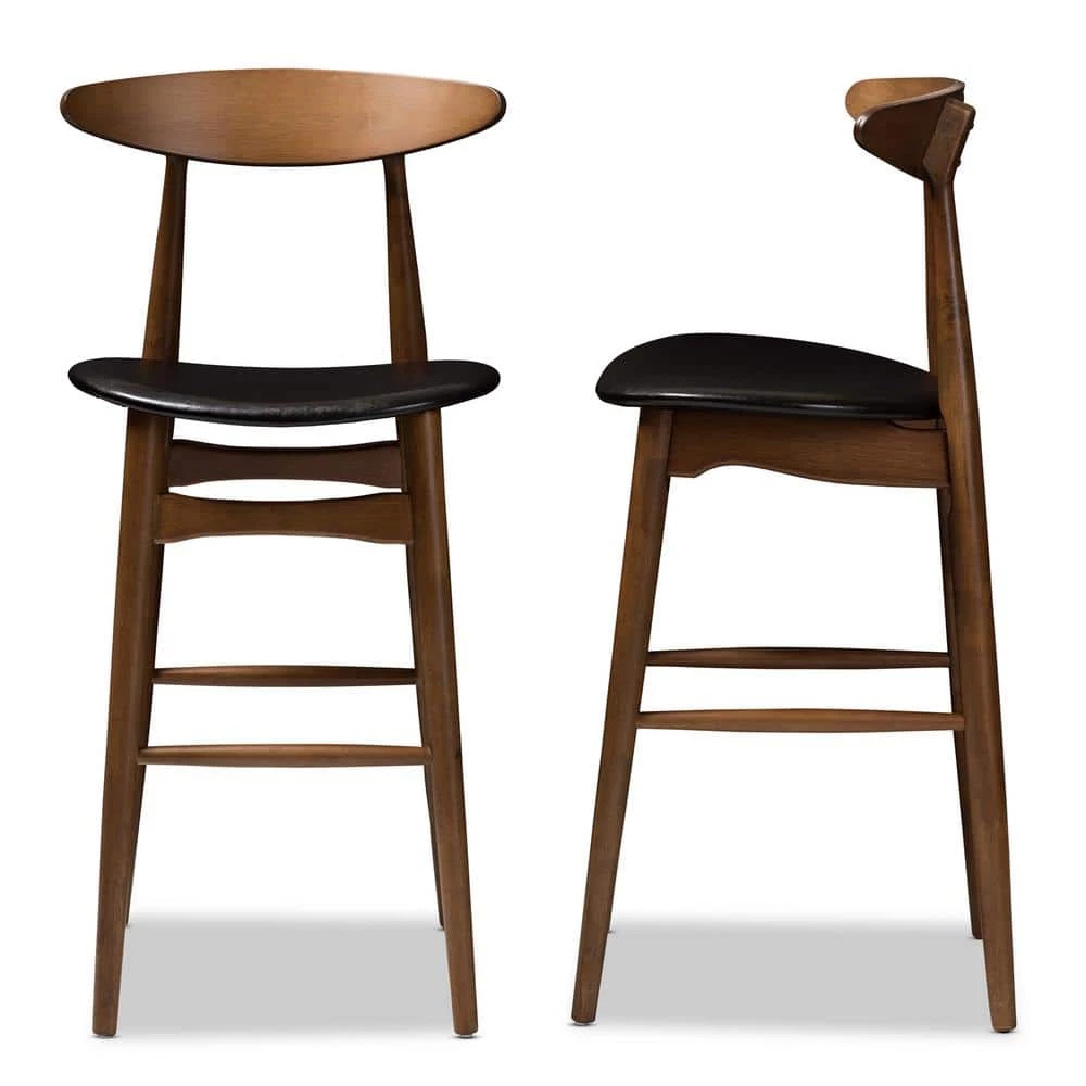 Flora 29 in. Black Bar Stool (Set of 2) by Baxton Studio - Image 5
