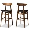 Flora 29 in. Black Bar Stool (Set of 2) by Baxton Studio