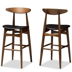 Flora 29 in. Black Bar Stool (Set of 2) by Baxton Studio