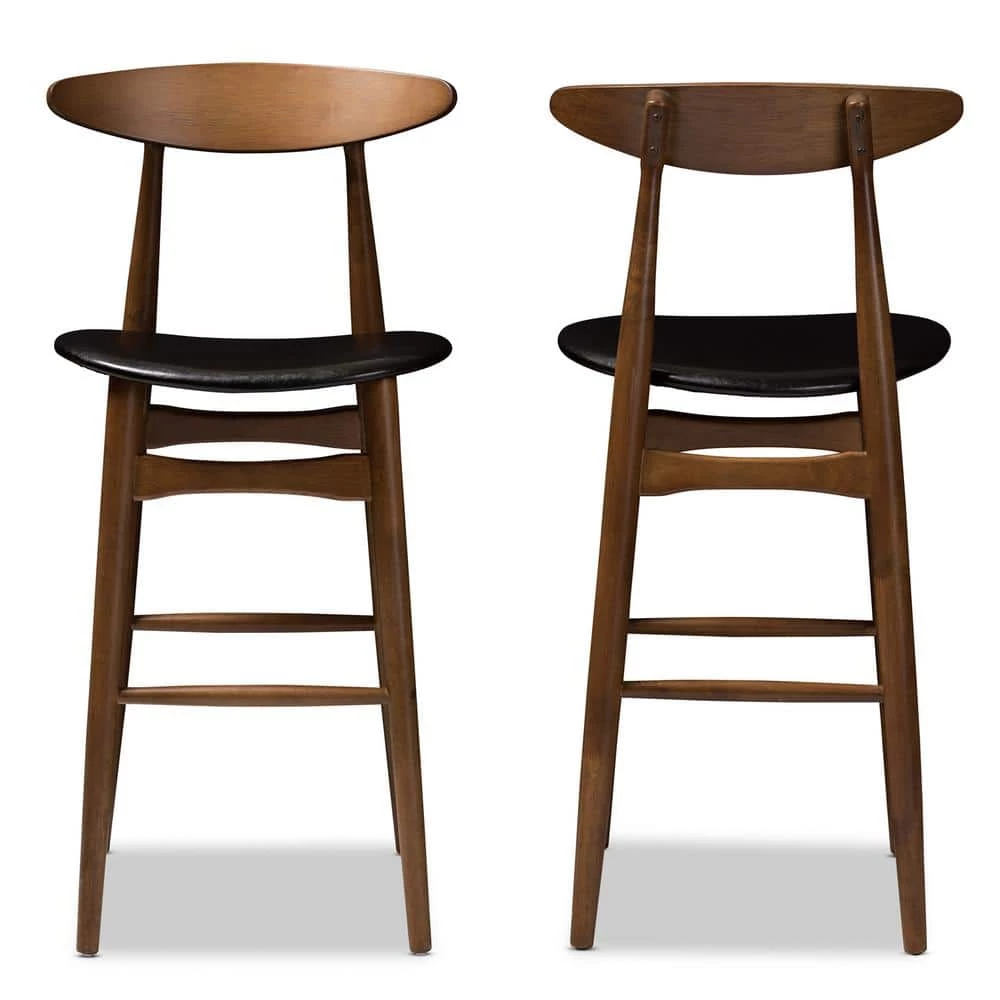 Flora 29 in. Black Bar Stool (Set of 2) by Baxton Studio - Image 4