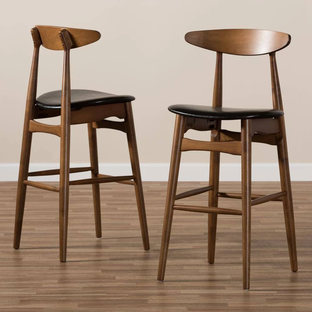 Flora 29 in. Black Bar Stool (Set of 2) by Baxton Studio - Image 8