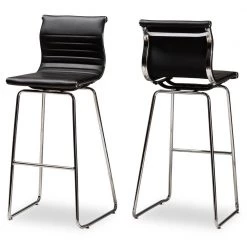 Giorgio 27 in. Black Counter Stool (Set of 2) by Baxton Studio