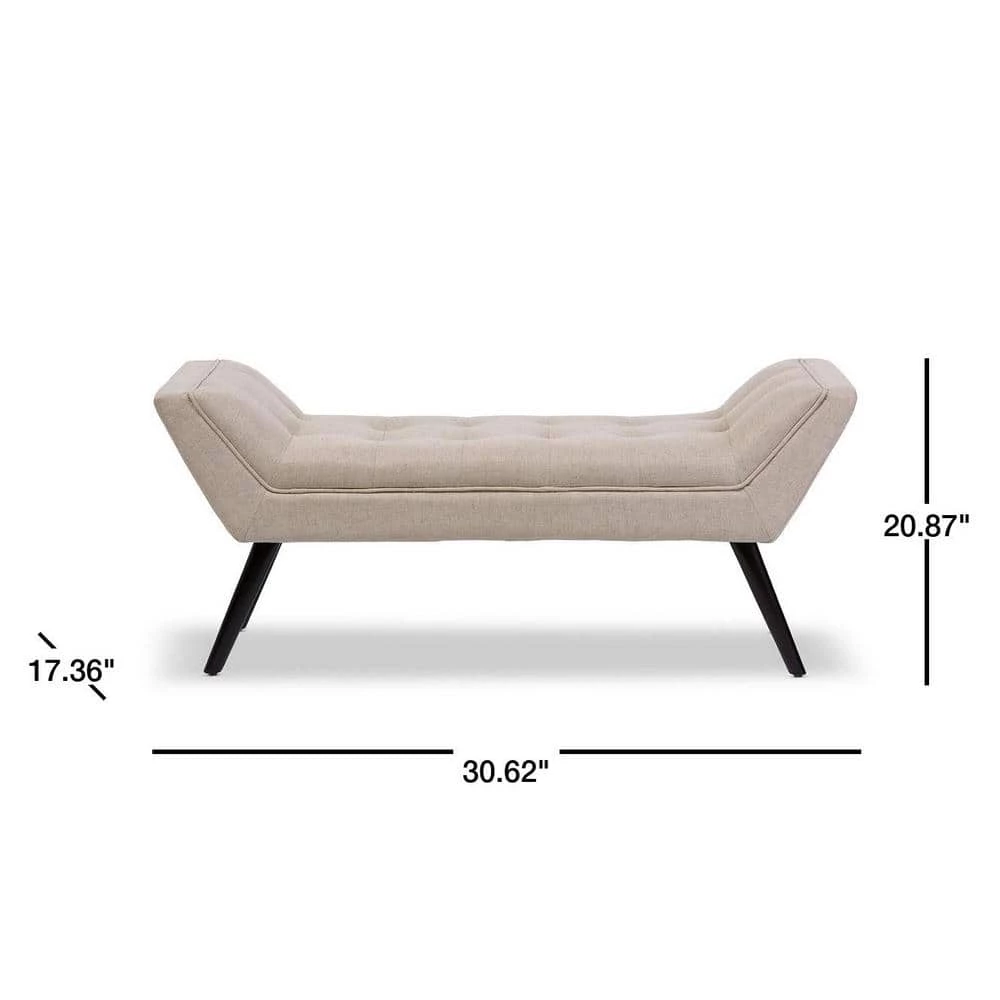 Tamblin Contemporary Beige Fabric Upholstered Bench by Baxton Studio - Image 3