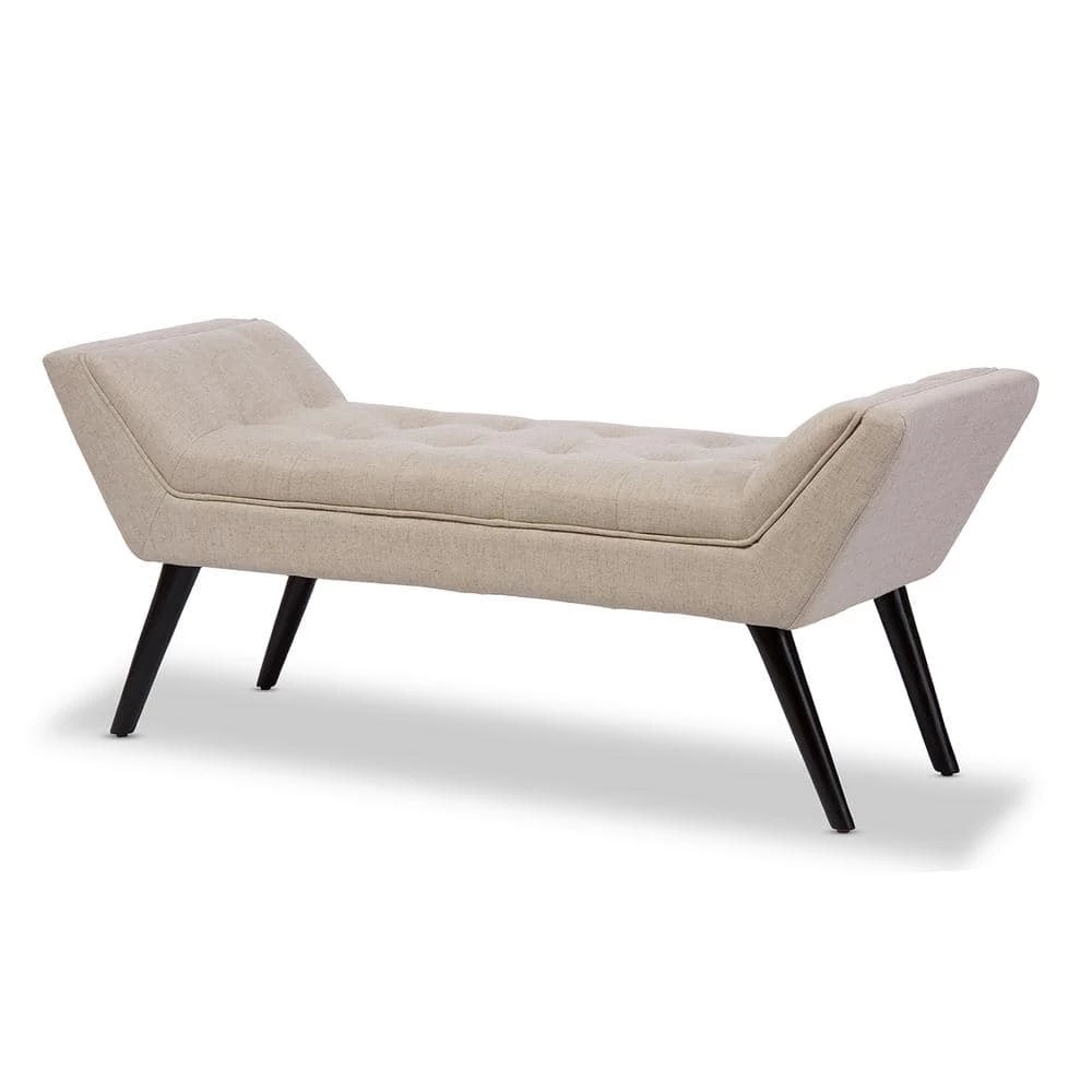 Tamblin Contemporary Beige Fabric Upholstered Bench by Baxton Studio - Image 4