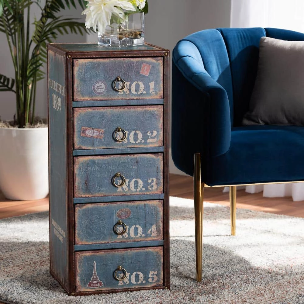 Alba Blue Storage Cabinet by Baxton Studio - Image 4