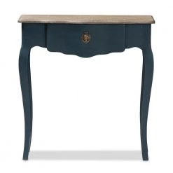Mazarine 30 in. Blue Standard Rectangle Wood Console Table with Drawers by Baxton Studio