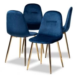 Elyse Navy Blue Dining Chairs (Set of 4) by Baxton Studio