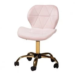 Savara Blush Pink and Gold Velvet Fabric Seat Task Chair by Baxton Studio
