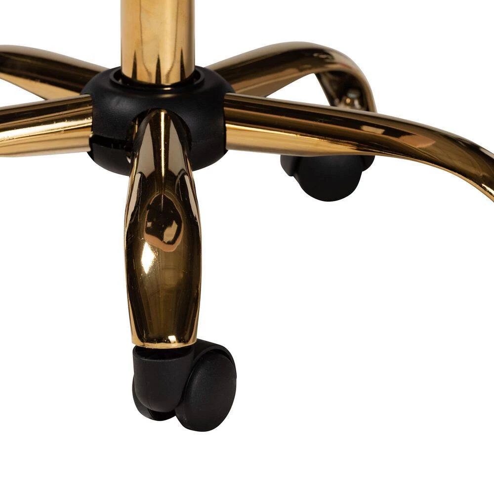 Kabira Blush Pink and Gold Velvet Fabric Seat Task Chair by Baxton Studio - Image 5