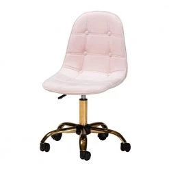 Kabira Blush Pink and Gold Velvet Fabric Seat Task Chair by Baxton Studio